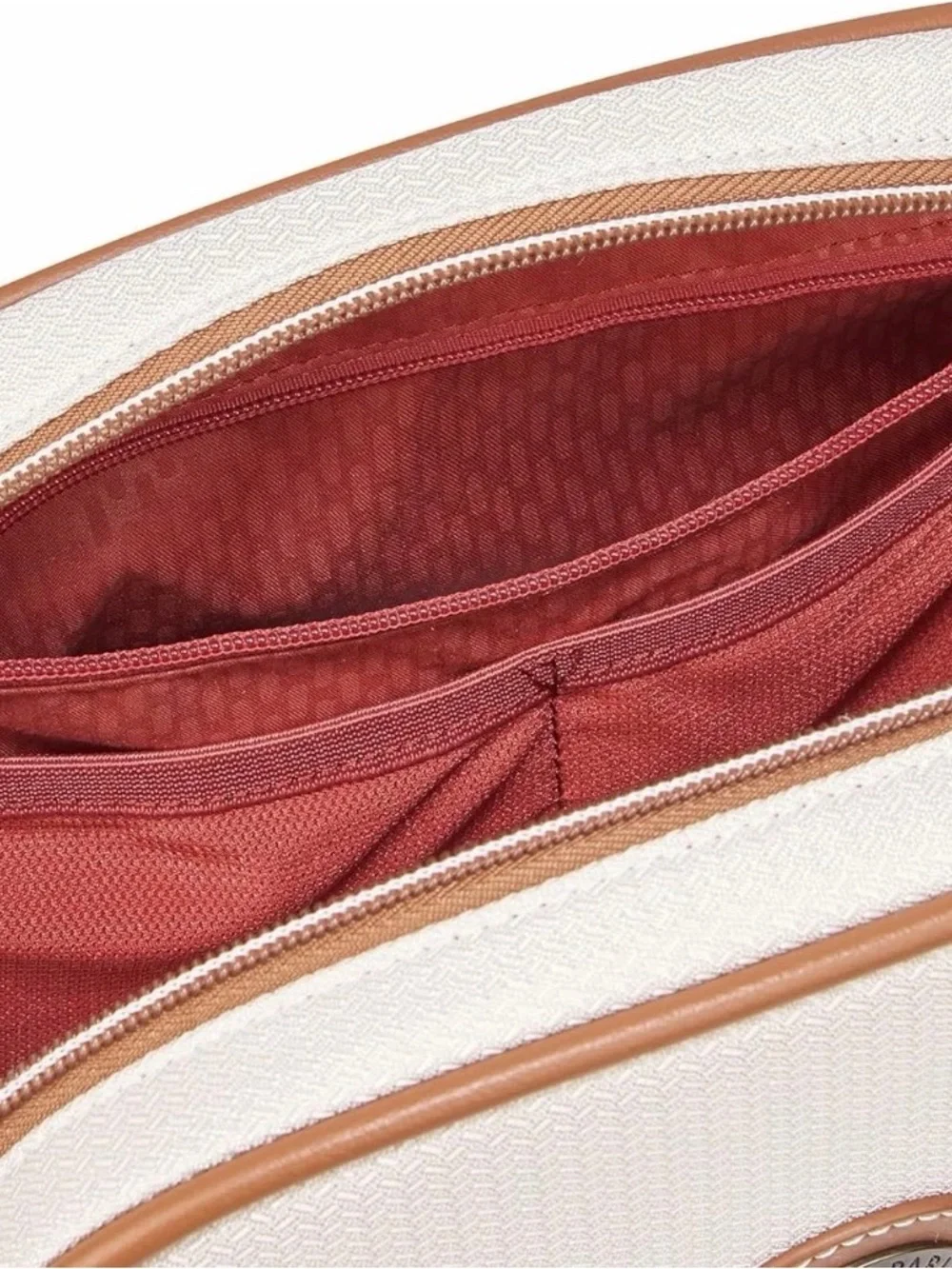 Cream & Tan Double-Zip Cosmetic Case